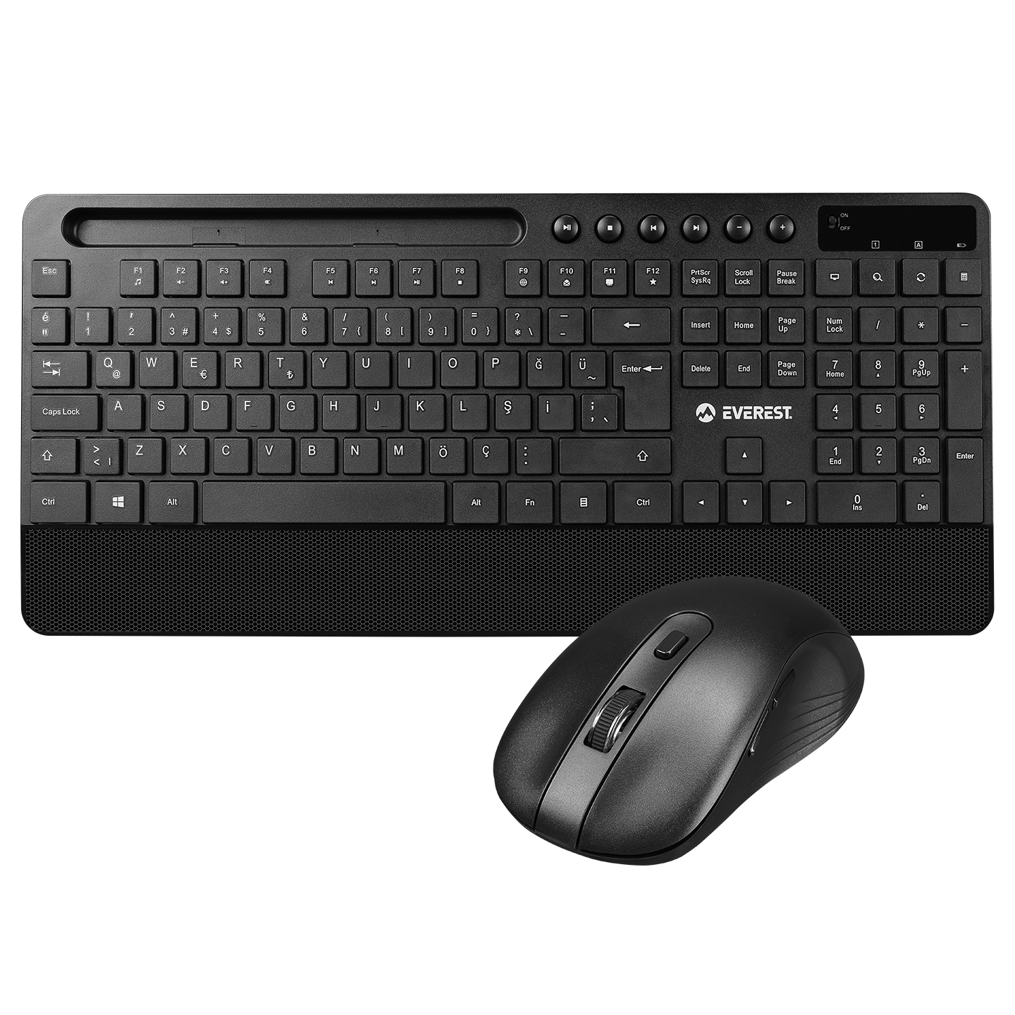 Everest KM-9676 Siyah Multimedya Tablet-Telefon Standlı Klavye +