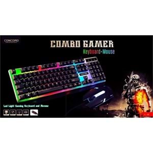 CONCORD C-56 RGB LED IŞIKLI KABLOLU GAMER COMBO KLAVYE + MOUSE SET