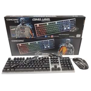 CONCORD C-56 RGB LED IŞIKLI KABLOLU GAMER COMBO KLAVYE + MOUSE SET