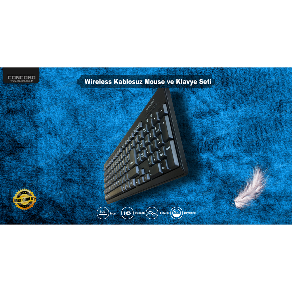 CONCORD C-55 WİRELESS KABLOSUZ STANDART KLAVYE + MOUSE SET