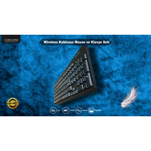 CONCORD C-55 WİRELESS KABLOSUZ STANDART KLAVYE + MOUSE SET