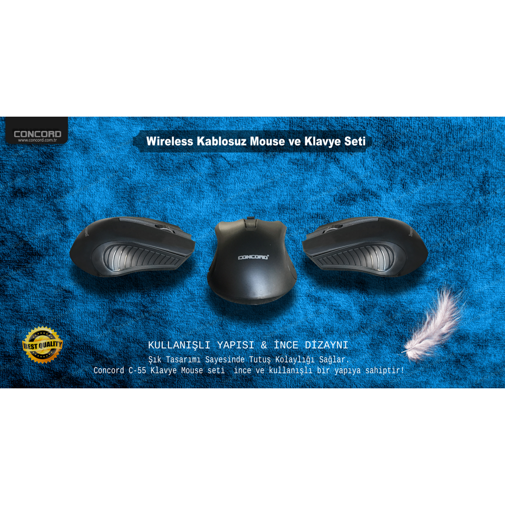 CONCORD C-55 WİRELESS KABLOSUZ STANDART KLAVYE + MOUSE SET