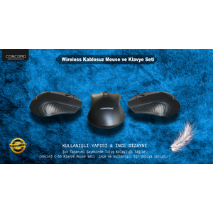 CONCORD C-55 WİRELESS KABLOSUZ STANDART KLAVYE + MOUSE SET