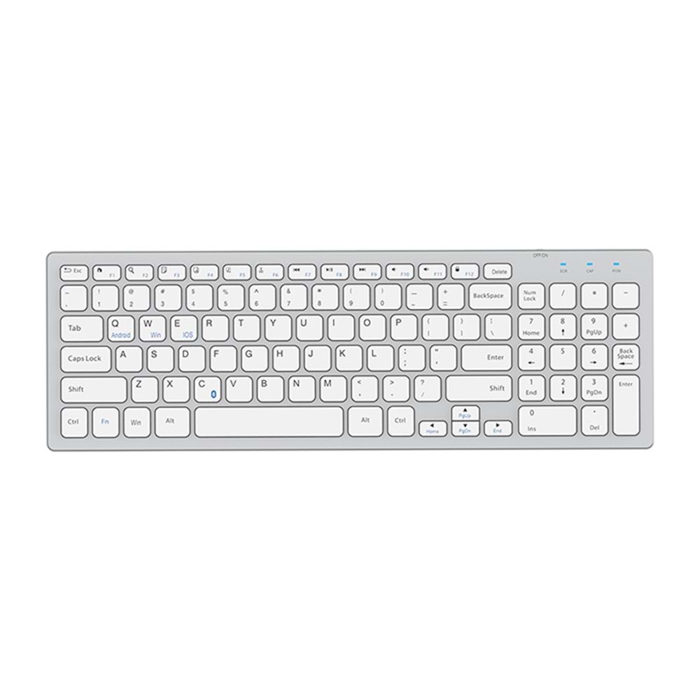 Everest KB-80W Beyaz/Gümüş 2.4Ghz Ultra İnce Q Mac/Win/Android/Ios Uyumlu Kablosuz Klavye