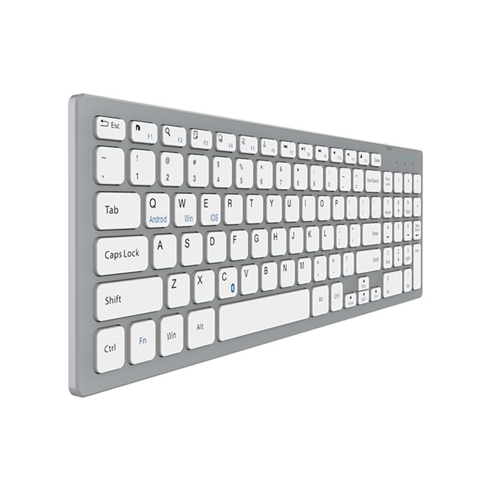 Everest KB-80W Beyaz/Gümüş 2.4Ghz Ultra İnce Q Mac/Win/Android/Ios Uyumlu Kablosuz Klavye