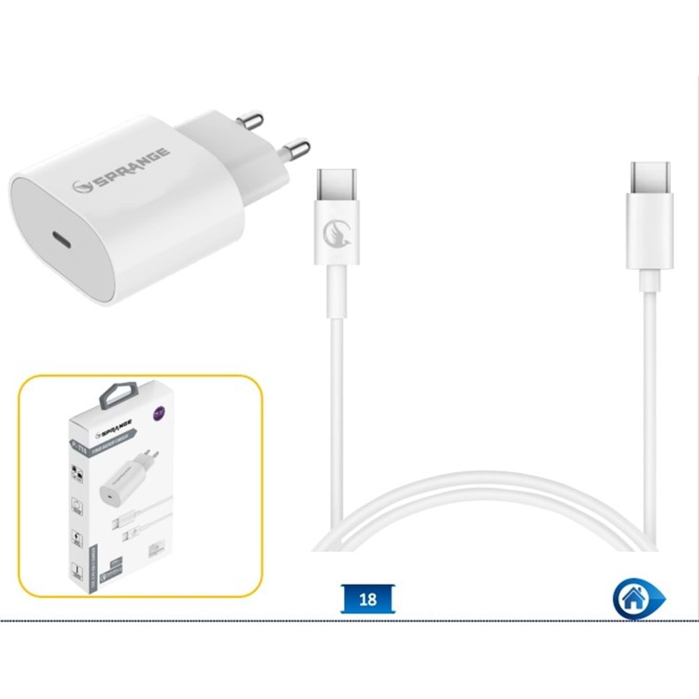 SPRANGE P-T18 HIZLI ŞARJ 23W 5V3A QUİCK FAST CHARGE TYPE-C ŞARJ ALETİ TAKIM QUALCOMM