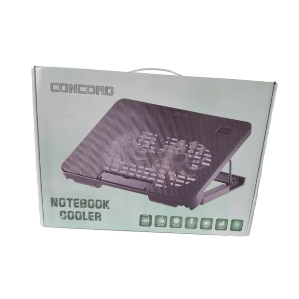 CONCORD C-883 IŞIKLI LEDLİ STANDLI 2 FANLI LAPTOP SOĞUTUCU