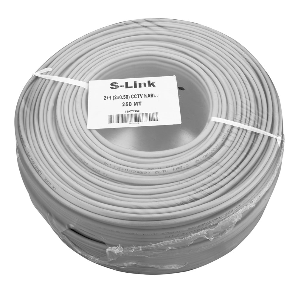 S-link SL-CT2250 2+1 2x0.50 (16x0.18 CCD) Folyolu Lüks 250M CCTV Kablo