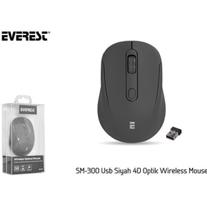 Everest SM-300 Usb 4D Optik Süper Sessiz Alkalin Pil Kablosuz Mouse 30M Mesafe