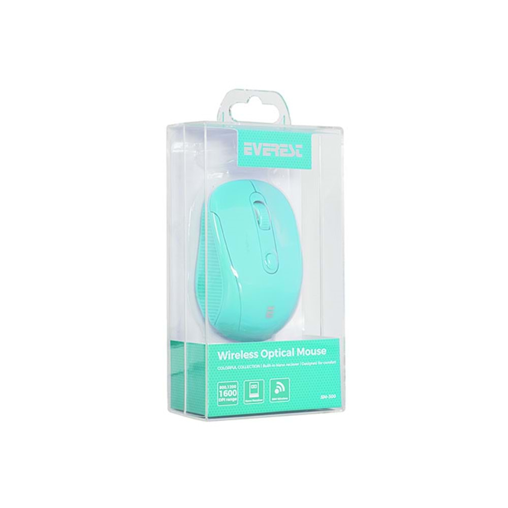 Everest SM-300 Usb 4D Optik Süper Sessiz Alkalin Pil Kablosuz Mouse 30M Mesafe