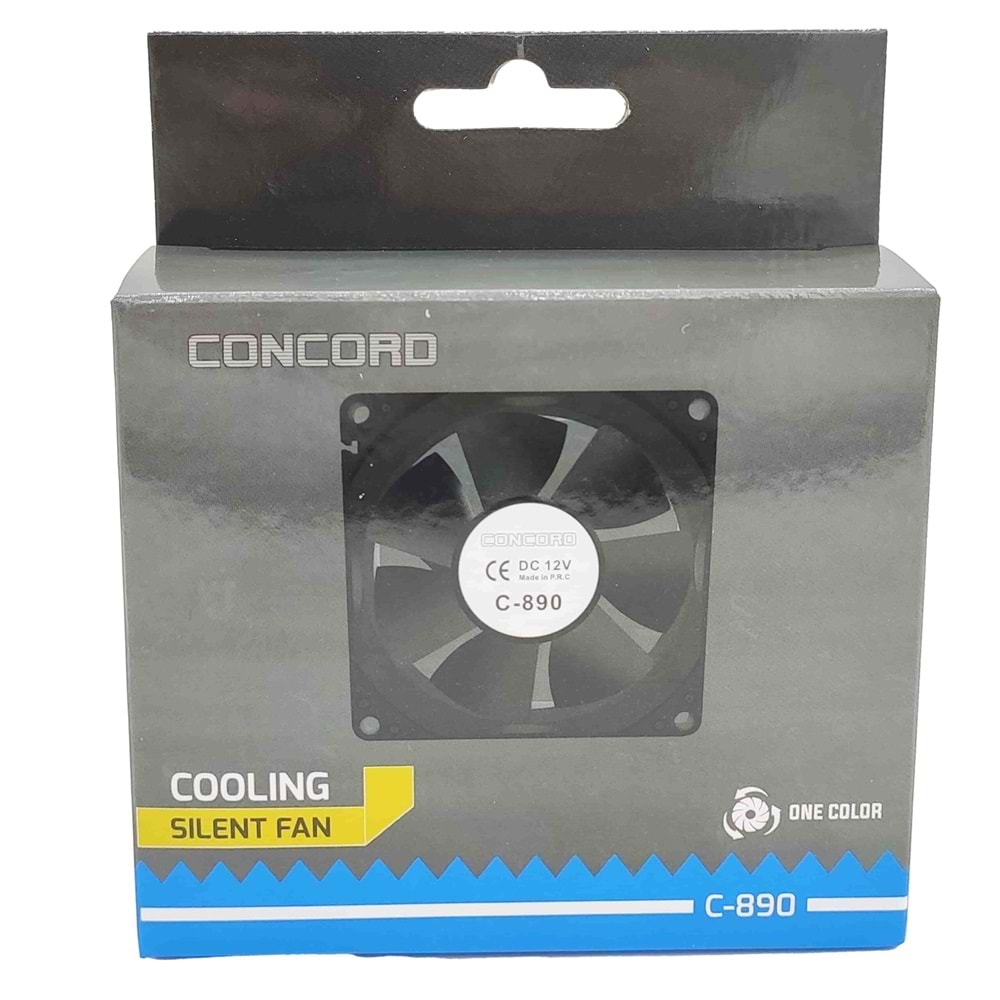 Concord C-890 8CM Geniş Kasa Fanı Soğutucu 7 Kanatlı Fan 4 Pin