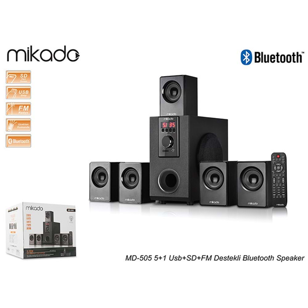 Mikado MD-505 5+1 Usb+SD+FM Destekli Bluetooth Speaker Hoparlör