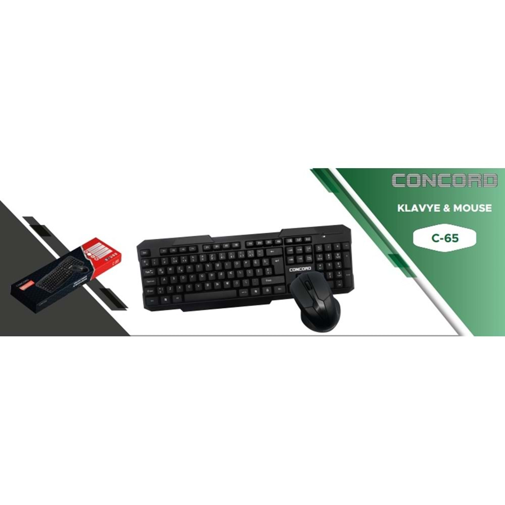 CONCORD C-65 WİRELESS KABLOSUZ STANDART KLAVYE + MOUSE SET