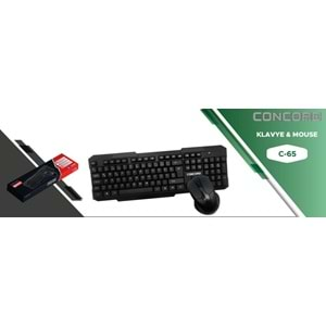 CONCORD C-65 WİRELESS KABLOSUZ STANDART KLAVYE + MOUSE SET