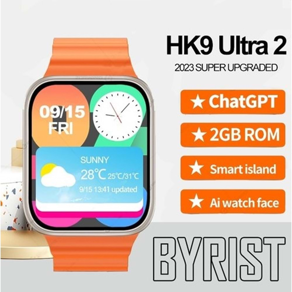 TELSAN HK9 ULTRA2 Akılı Saat 2g Dahili Depolama Özellikli 2.02İNÇ 49MM 2023 Amiral Gemisi Wearfitpro (AMOLED EKRAN)