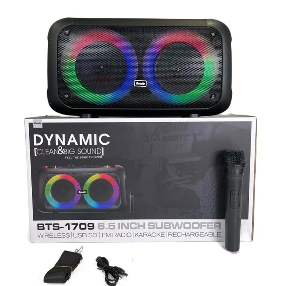 TELSAN BTS-1709 6.5 INCH Kablosuz Mikrofonlu Bluetooth Hoparlör Usb-Tf-Fm Radyo