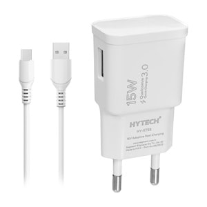 Hytech HY-XT55T 15W Quick 3.0 Type USB-C Beyaz Kablo + Ev Şarj Adaptör