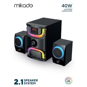 Mikado MD-96BT 2+1 40W Siyah Multimedya FM/BT/SD/USB Speaker Hoparlör