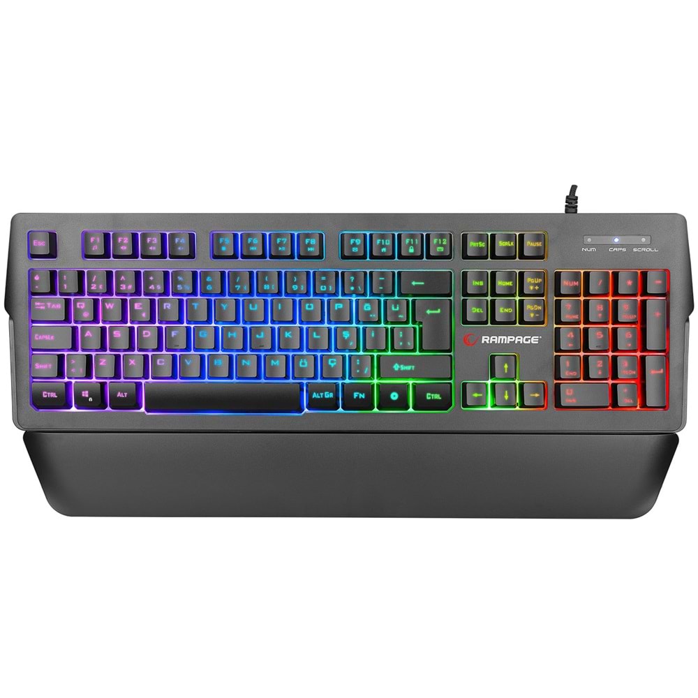 Rampage KB-R62 CLASSY RGB Aydınlatmalı Makrolu Bileklik Destekli Gaming Oyuncu Klavyesi