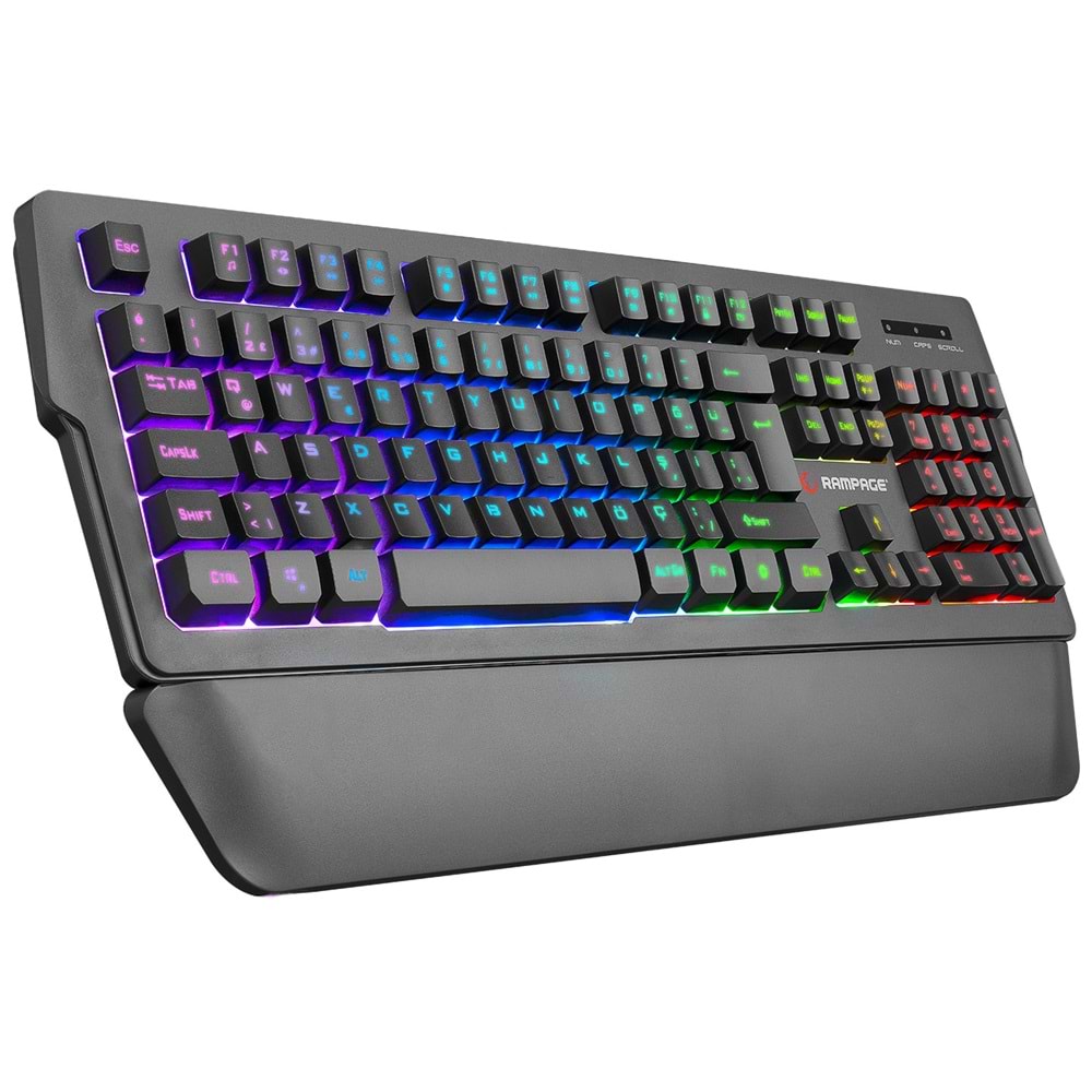 Rampage KB-R62 CLASSY RGB Aydınlatmalı Makrolu Bileklik Destekli Gaming Oyuncu Klavyesi