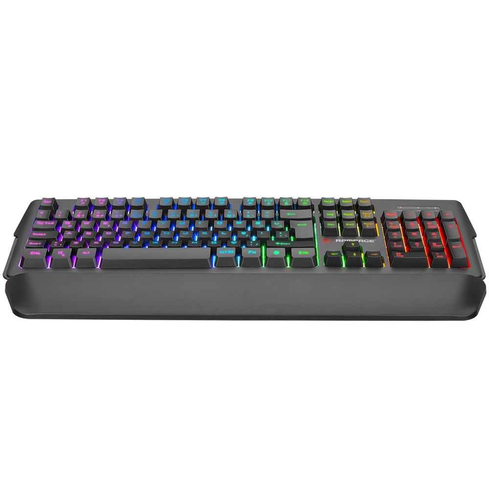 Rampage KB-R62 CLASSY RGB Aydınlatmalı Makrolu Bileklik Destekli Gaming Oyuncu Klavyesi