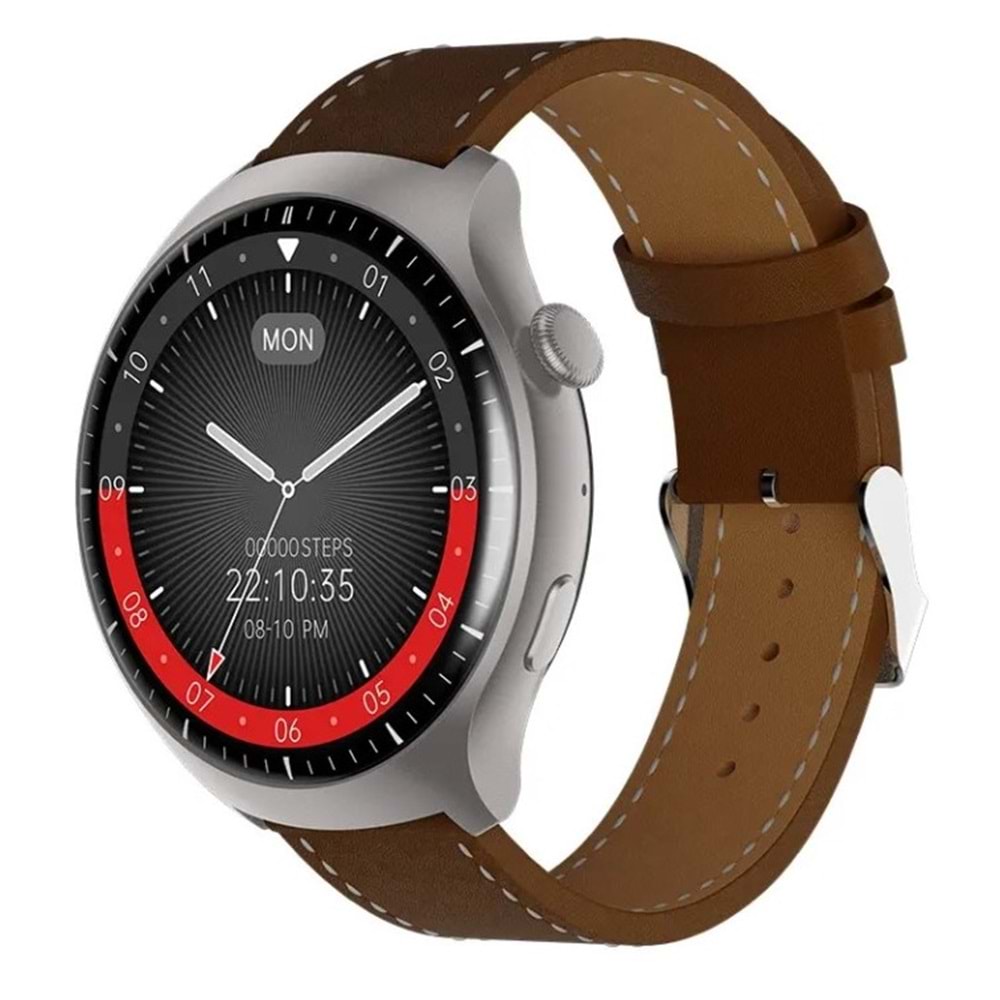 TELSAN SW-32 Watch 4 Pro Plus Amoled Ekran Akıllı Saat Deri+Metal+Silikon Kordon (3 KORDON)