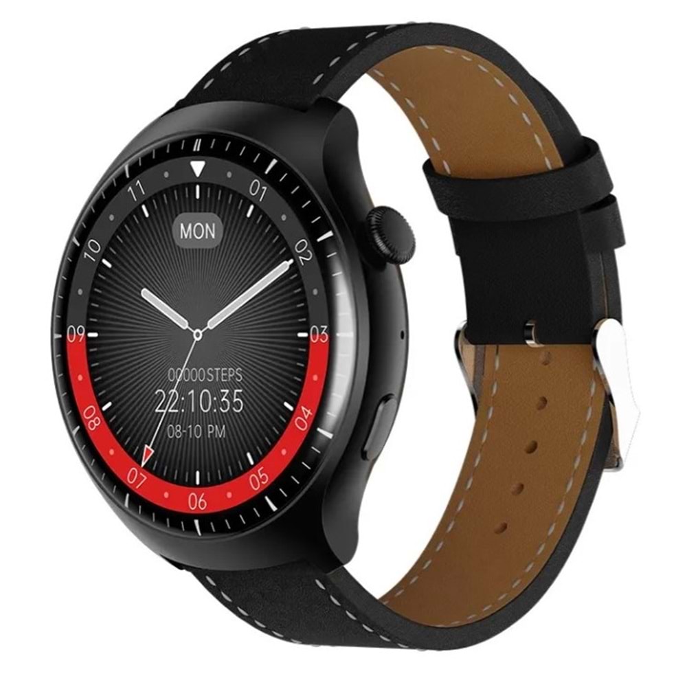 TELSAN SW-32 Watch 4 Pro Plus Amoled Ekran Akıllı Saat Deri+Metal+Silikon Kordon (3 KORDON)