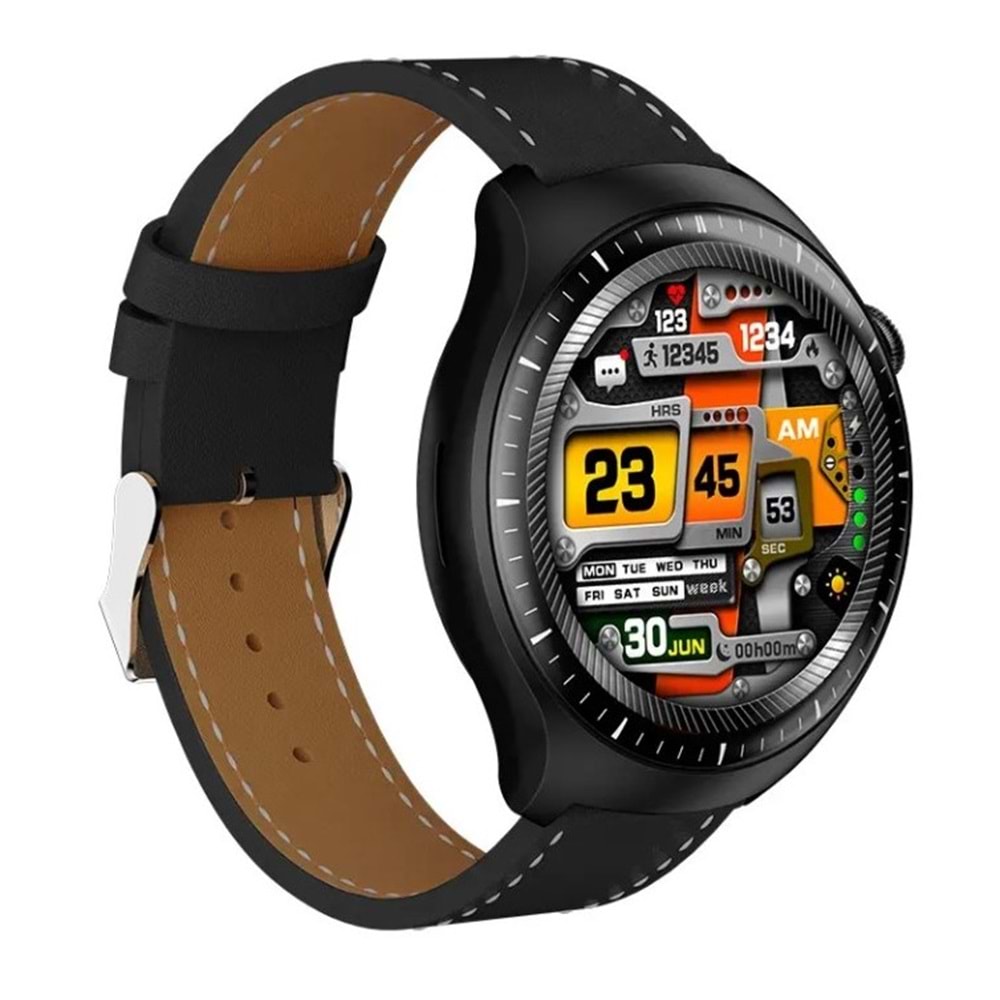 TELSAN SW-32 Watch 4 Pro Plus Amoled Ekran Akıllı Saat Deri+Metal+Silikon Kordon (3 KORDON)