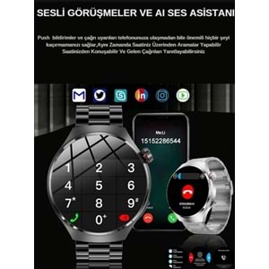 TELSAN SW-32 Watch 4 Pro Plus Amoled Ekran Akıllı Saat Deri+Metal+Silikon Kordon (3 KORDON)