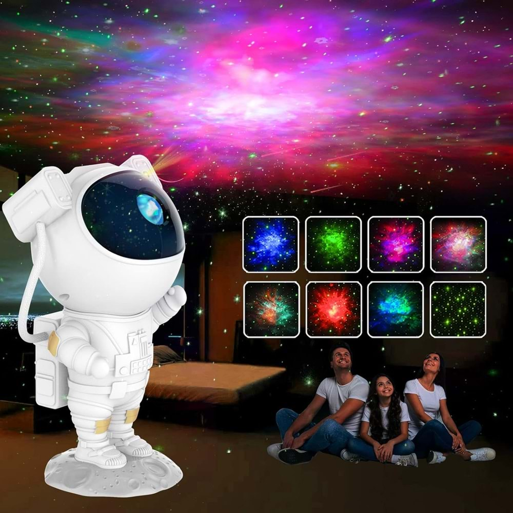 Telsan DT-XL-819 MicroSD Bluetooth Projector Light Astronot Gece Lambası Nebula Ve Samanyolu Kumandalı