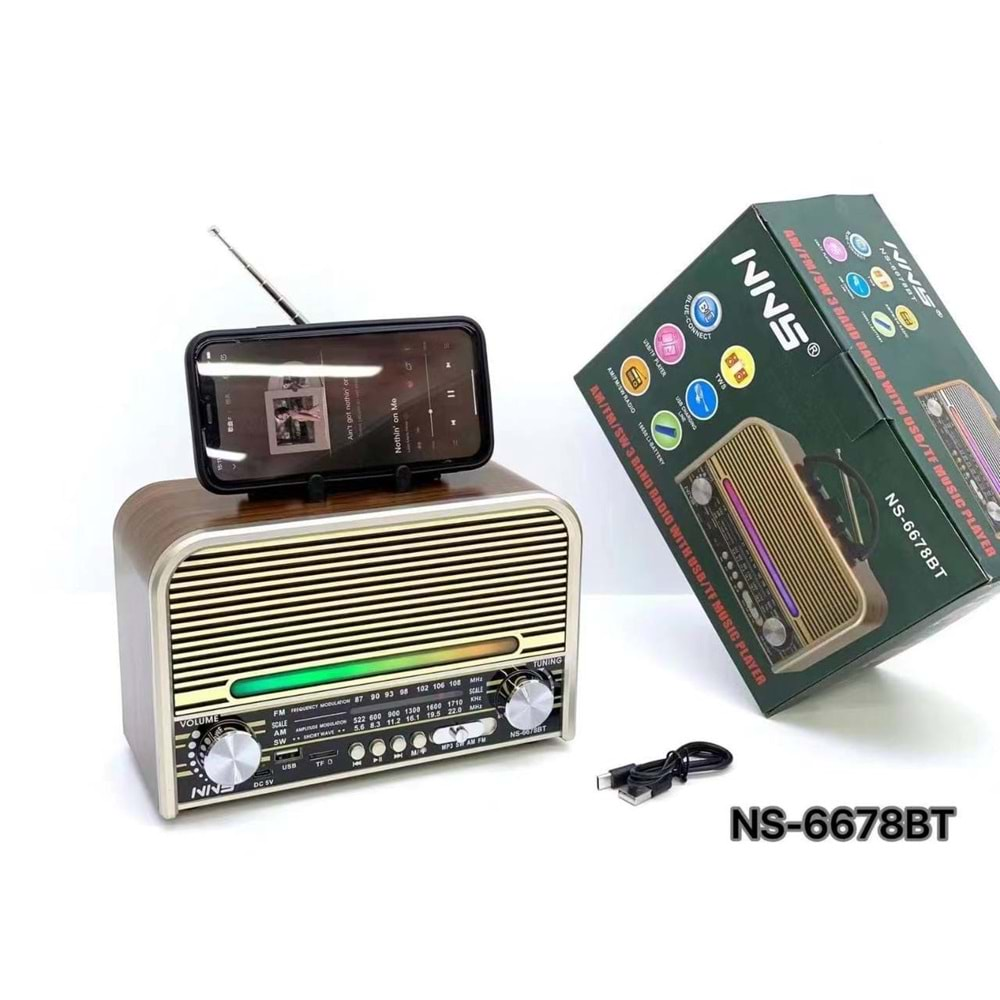 TELSAN NS-6678 USB/SD/FM/BLUETOOTH NOSTALJİ GÜÇLÜ SİNYAL MÜZİK KUTUSU