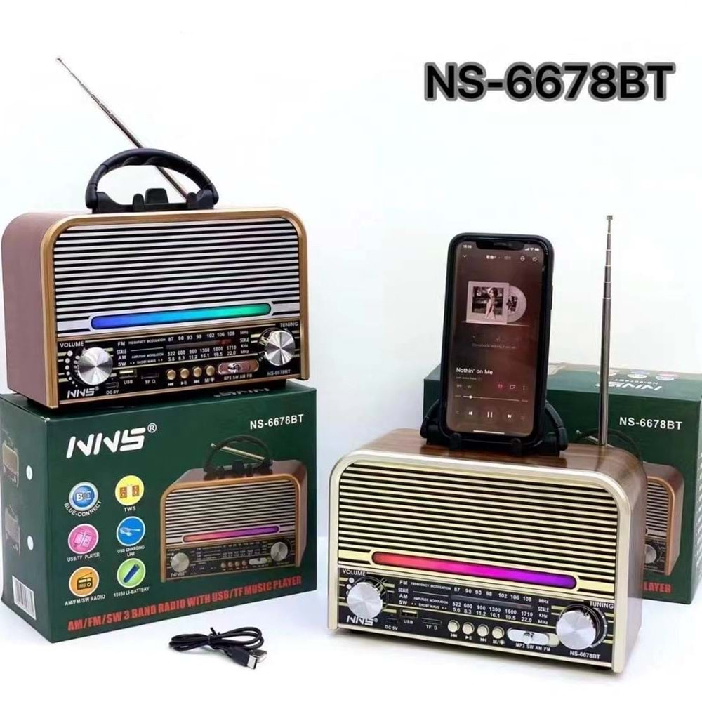 TELSAN NS-6678 USB/SD/FM/BLUETOOTH NOSTALJİ GÜÇLÜ SİNYAL MÜZİK KUTUSU