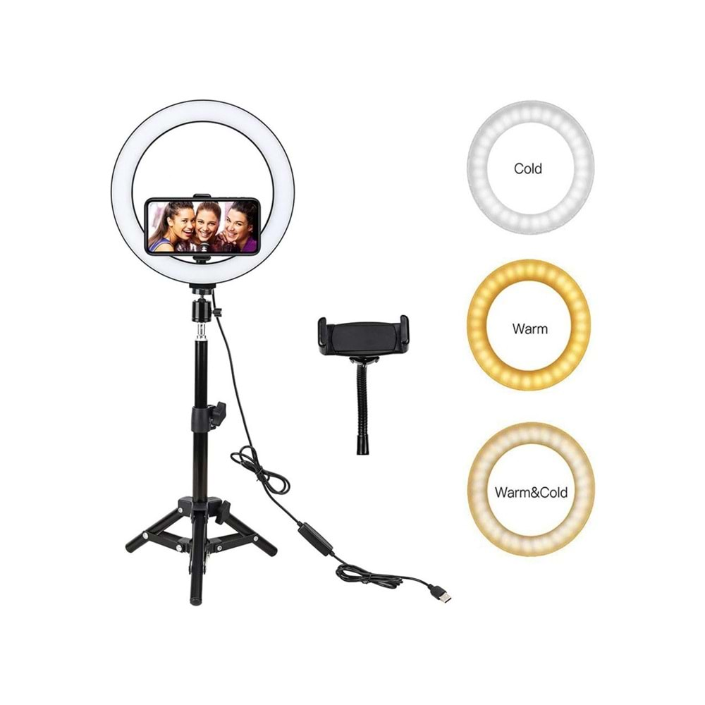 CONCORD SLF-2 Kumandalı 210CM 10inç Youtuber Tiktok Çekim Telefon Tutucu Renkli Ring Light Makyaj Işığı Tripod