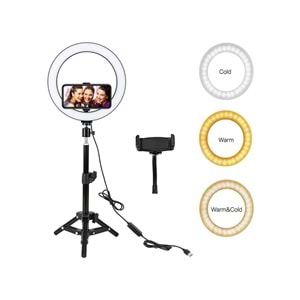 CONCORD SLF-2 Kumandalı 210CM 10inç Youtuber Tiktok Çekim Telefon Tutucu Renkli Ring Light Makyaj Işığı Tripod