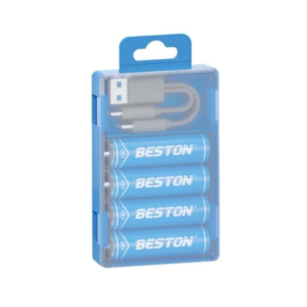 Beston Pil P2-02C4-AA Şarj Edilebilir 4'Lü 1.5V AA Usb Type-C Şarj Kablolu Kalın Pil