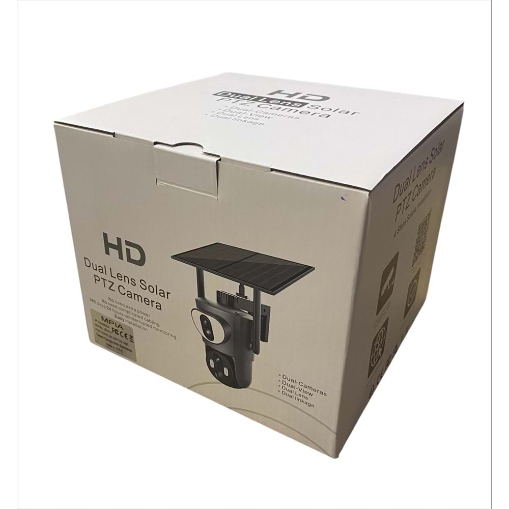 MPİA SD-210 4G GÜNEŞ ENERJİLİ ÇİFT KAMERA 3+3MP İP FULL HD SUYA DAYANIKLI 10 LED GECE GÖRÜŞLÜ 2 ANTENLİ HAREKETLİ KAMERA SD210