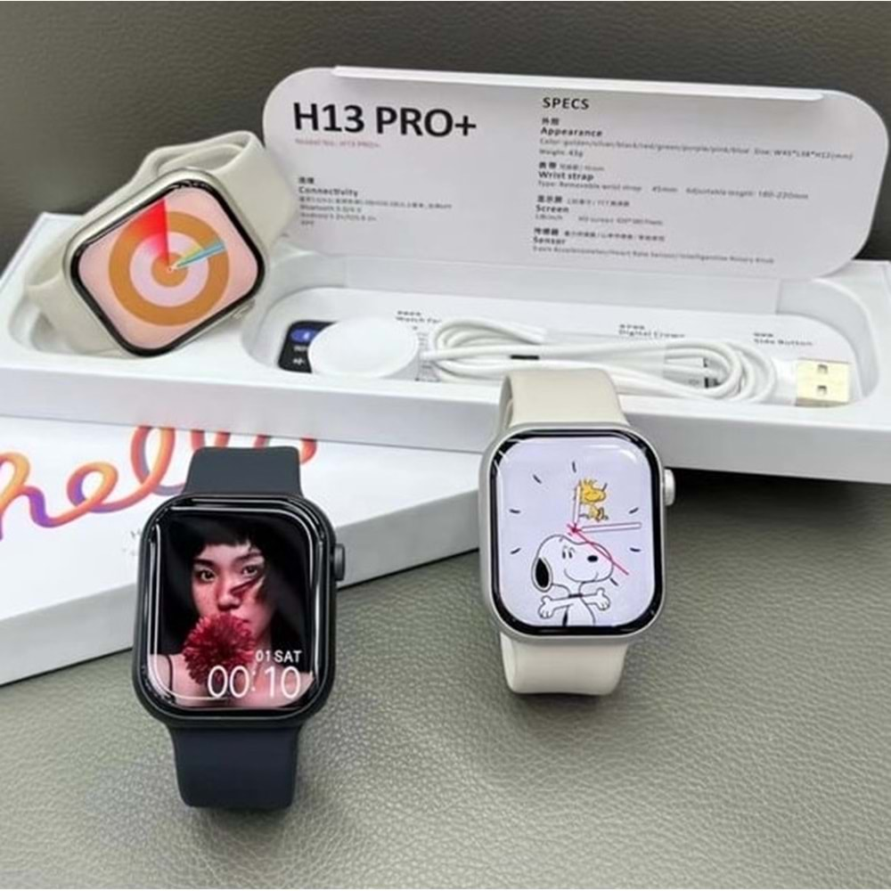 Hello H13 Pro Plus+ Watch Series 45mm Dinamik Ada/1G Depolama Özellikli Çift Kordon 2024 Akıllı Saat