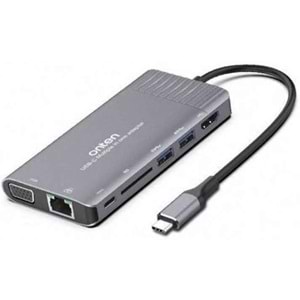 ONTEN OTN-95117 TYPE-C TO USB 3.0 x 2 SD/TF Card reader 4K HDMI / VGA Jack 3.5mm Gigabit Lan C (PD) 8İN1 Port