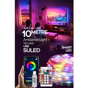 SPRANGE SP-LD10 Sese Duyarlı Bluetooth 10 Metre Tv Arkası USB Girişli Rgb Şerit LED Kumanda ile Kontrol Led