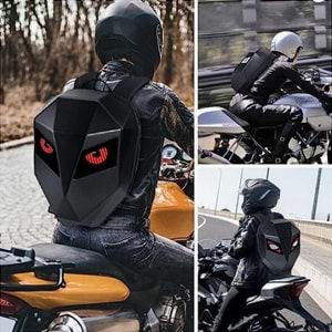 TELSAN LED Şövalye Sırt Çantası Motosiklet Binicilik Sırt Çanta Sert Kabuk Seyahat Çantası Dizüstü Bilgisayar Çantası DIY Kask Çantası Seyahat Kampı için Daypack Bisiklet Depolama Çantası 19inch