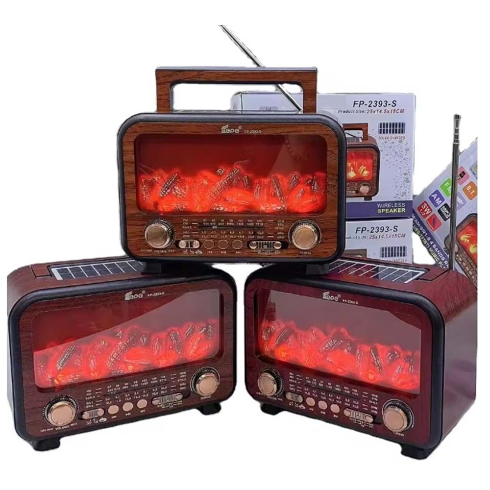 TELSAN FP-2393-S USB/SD/FM/BLUETOOTH ALEVLİ GÜNEŞ ENERJİLİ NOSTALJİ GÜÇLÜ SİNYAL MÜZİK KUTUSU