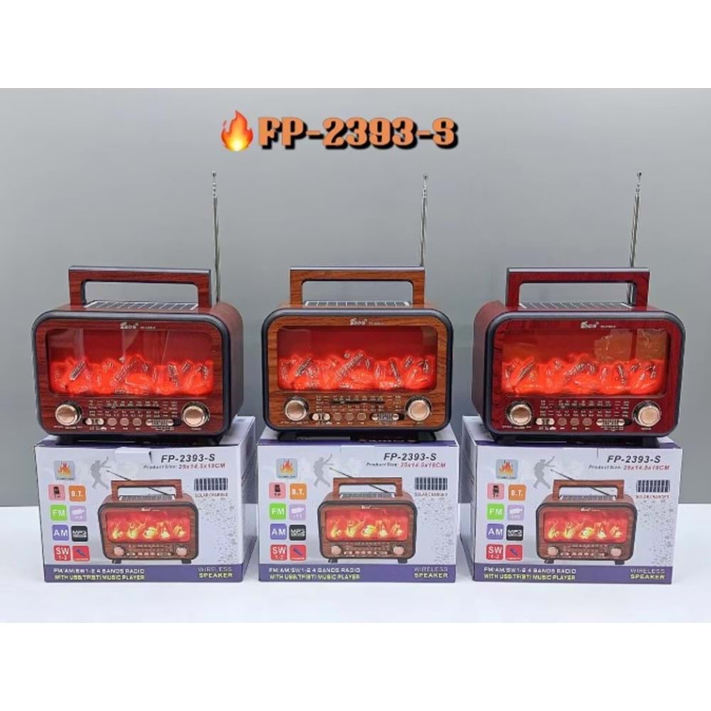 TELSAN FP-2393-S USB/SD/FM/BLUETOOTH ALEVLİ GÜNEŞ ENERJİLİ NOSTALJİ GÜÇLÜ SİNYAL MÜZİK KUTUSU
