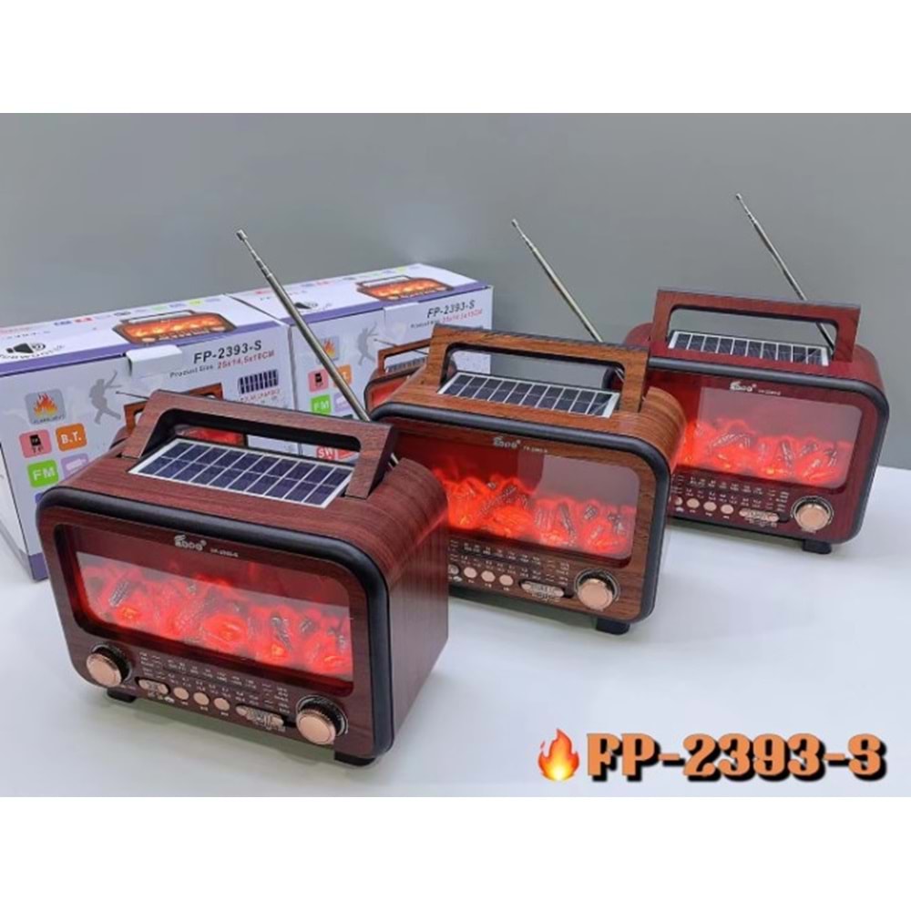 TELSAN FP-2393-S USB/SD/FM/BLUETOOTH ALEVLİ GÜNEŞ ENERJİLİ NOSTALJİ GÜÇLÜ SİNYAL MÜZİK KUTUSU