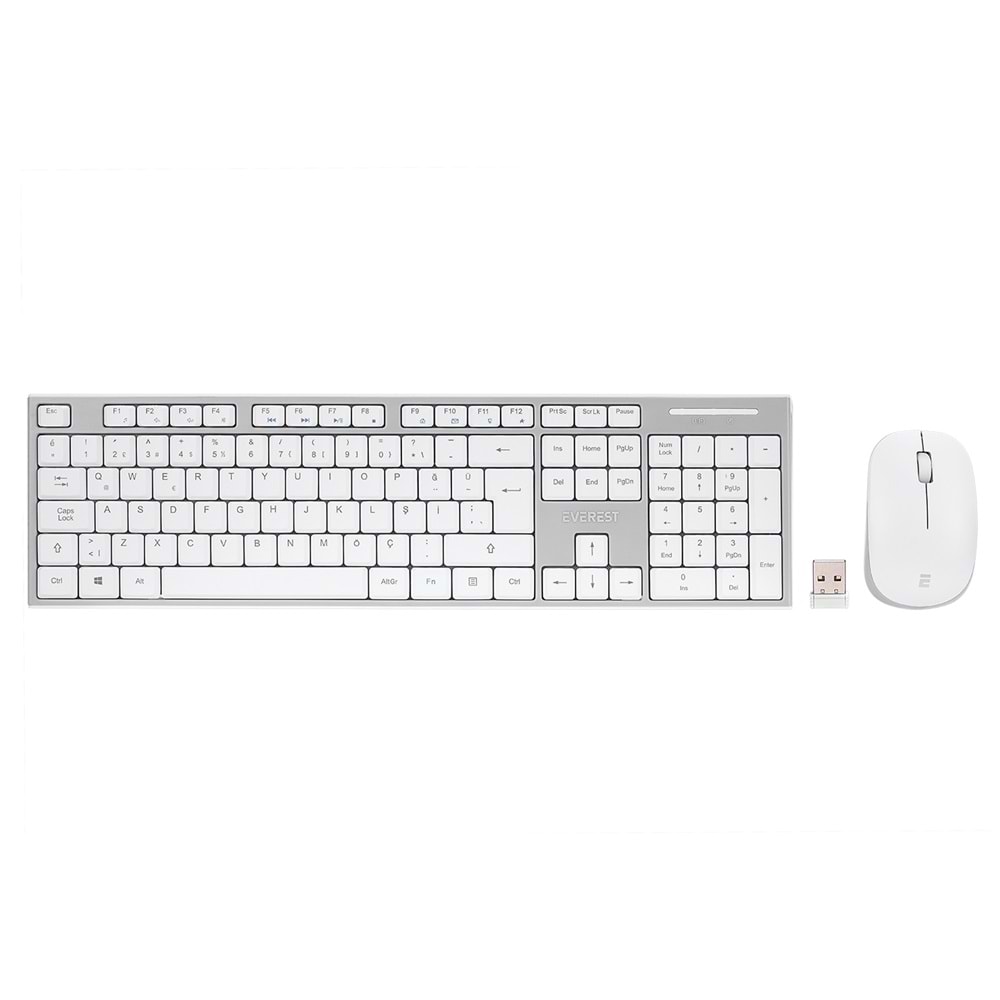 Everest KM-6063 Beyaz/Gri Kablosuz Q Multimedia Klavye + Mouse Set