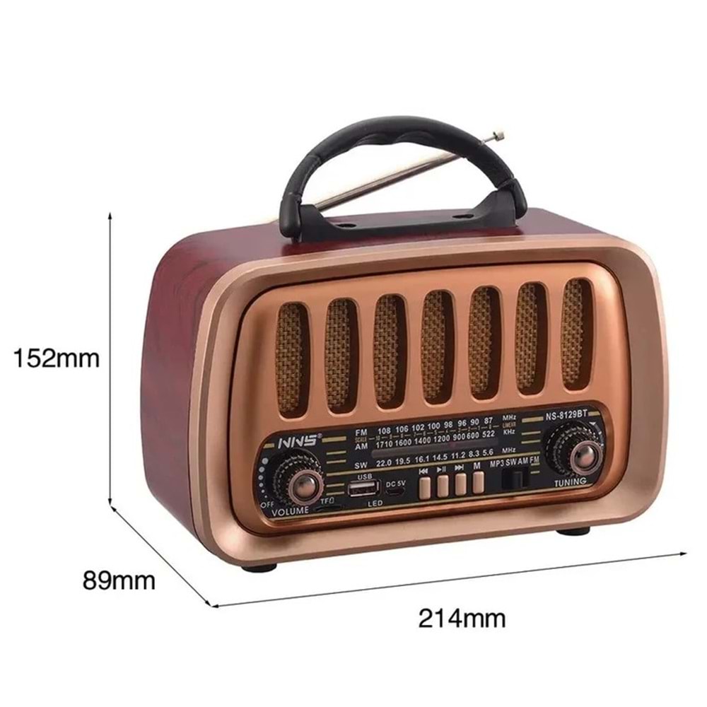 TELSAN NS-8129BT USB/SD/FM/BLUETOOTH NOSTALJİ GÜÇLÜ SİNYAL MÜZİK KUTUSU