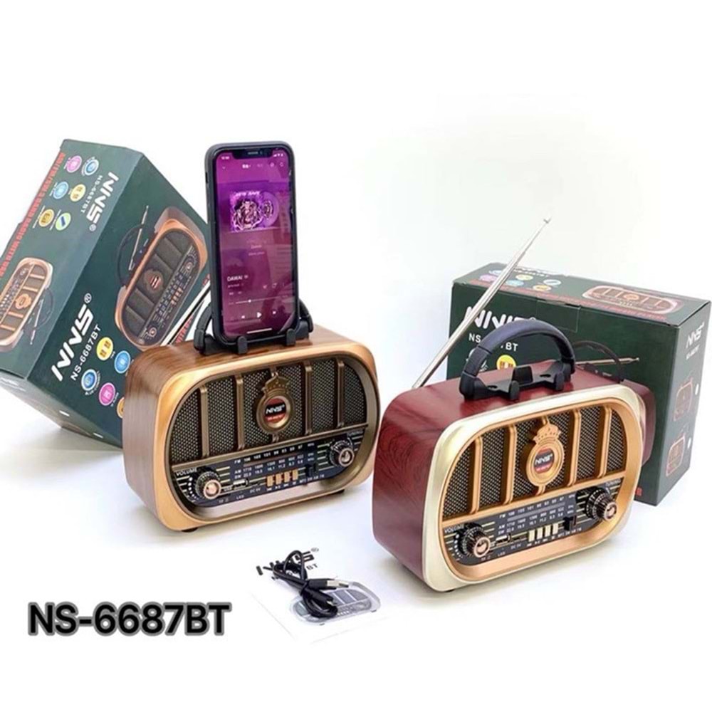 TELSAN NS-6687BT USB/SD/FM/BLUETOOTH NOSTALJİ GÜÇLÜ SİNYAL MÜZİK KUTUSU