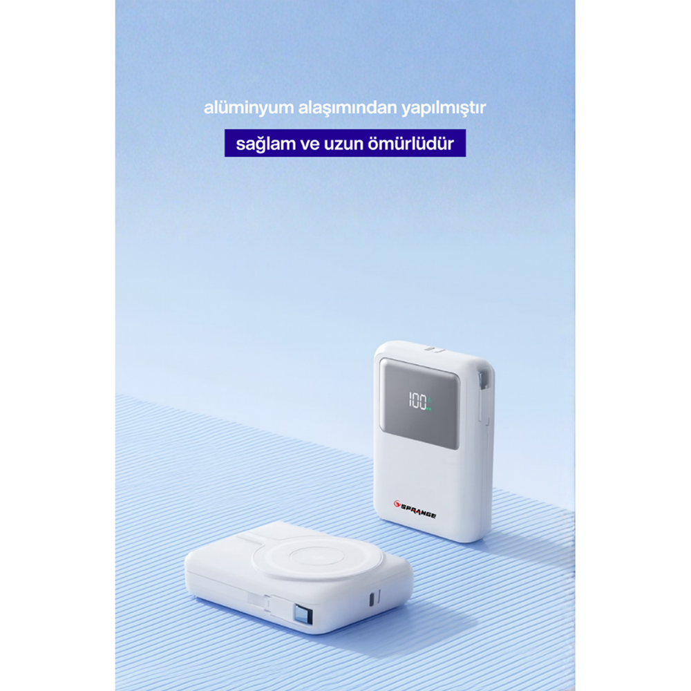 SPRANGE SR-P27M MAGSAFE WİRELESS 10000MAH 15W HIZLI ŞARJ 27W PD GÖSTERGELİ POWERBANK