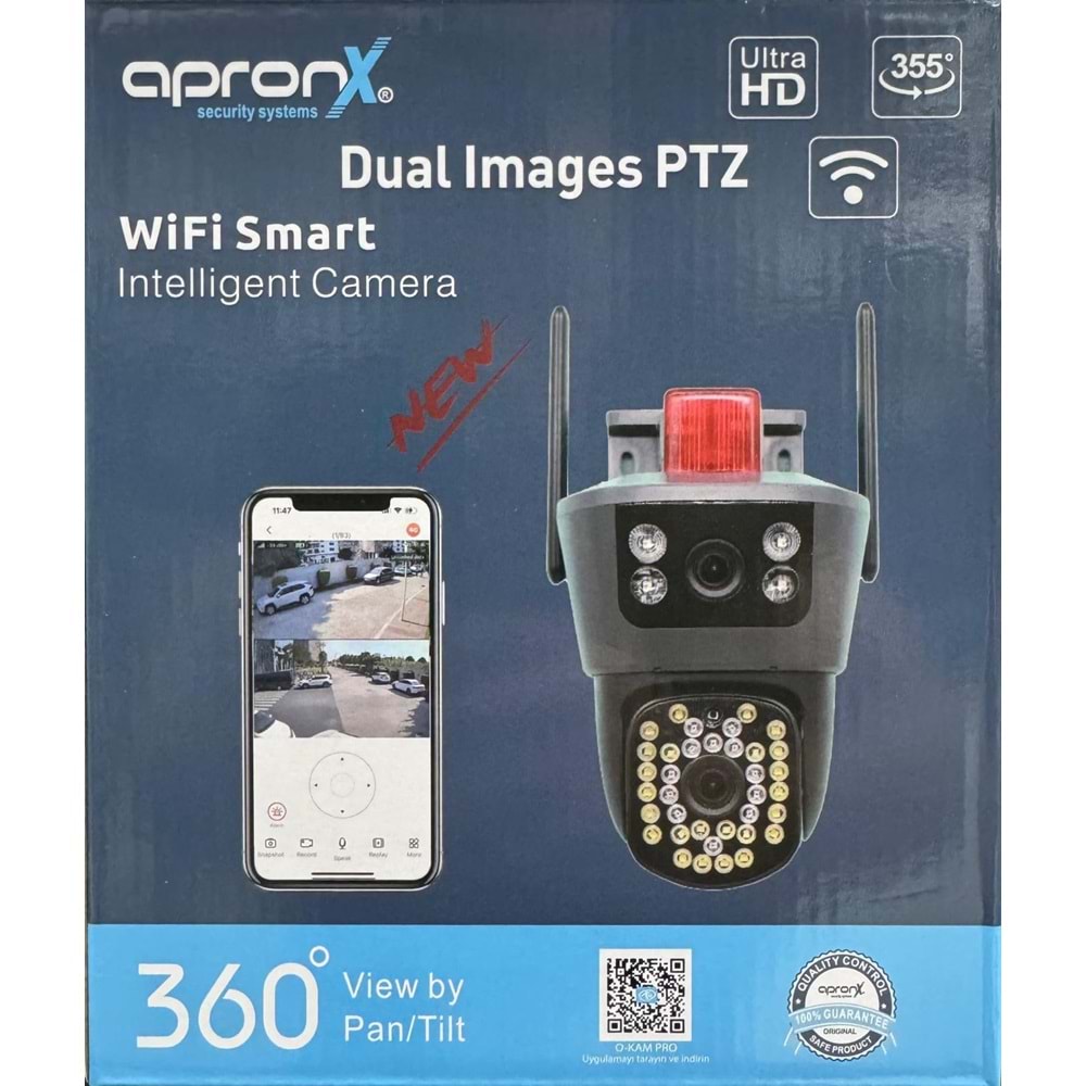 Apronx APX-WP246 4MP 3.6mm+3.6mm WİFİ Çift Kamera Wifi PTZ İp Kamera