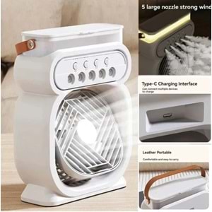 Telsan TLS-45 Fan 3ü1 Arada Klima 5 Delikli Humidifier Ortam Oda Nemlendirici Vantilatör Hava Soğutucu Fan