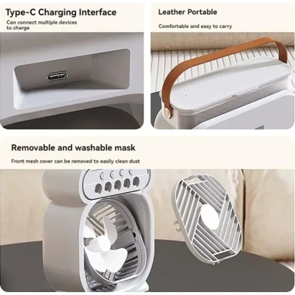 Telsan TLS-45 Fan 3ü1 Arada Klima 5 Delikli Humidifier Ortam Oda Nemlendirici Vantilatör Hava Soğutucu Fan